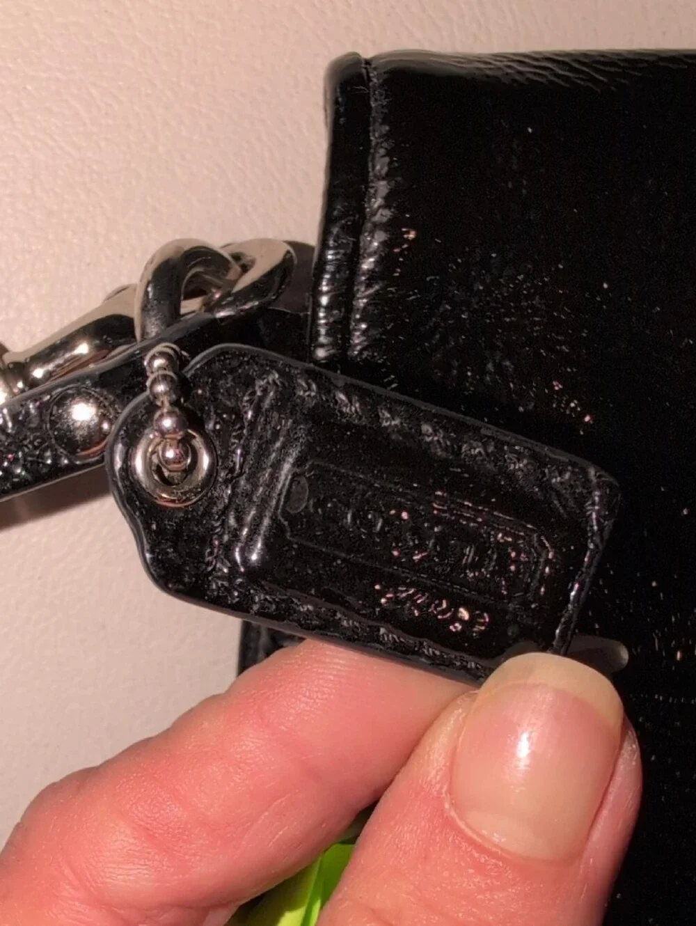 Coach Black Pebbled Leather Wristlet Clutch With Hang Tag